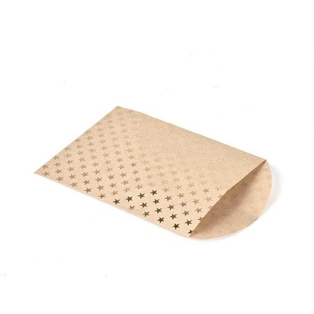مجموعة (120) كيس ورق بني بختم نجوم ذهبية 16*12 سم
