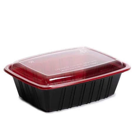 مجموعة (55) وعاء مايكروويف أسود/ أحمر - 450 مل