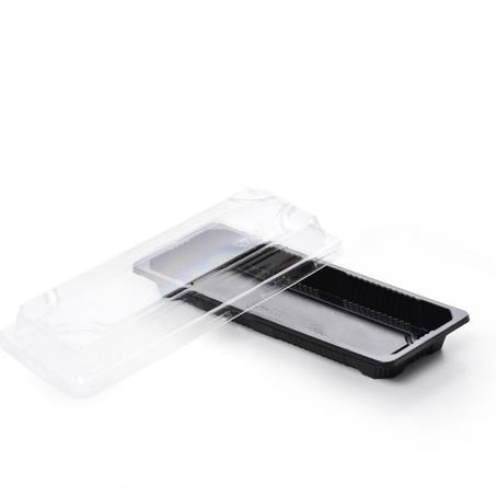 مجموعة (100) علب مستطيله سوداء بغطاء شفاف 22*9*4 سم