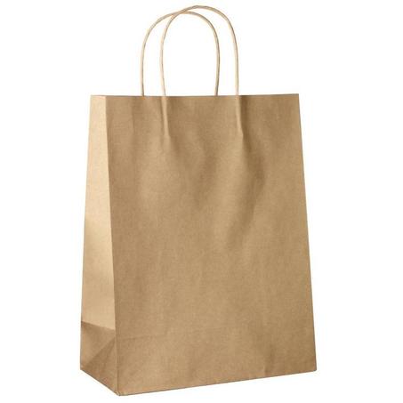 مجموعة (100) كيس ورق بحبل للمطاعم والوجبات كبير