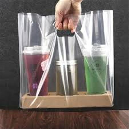 مجموعة (250) كيس بلاستيك بمسكة للمطاعم والحلويات شفاف