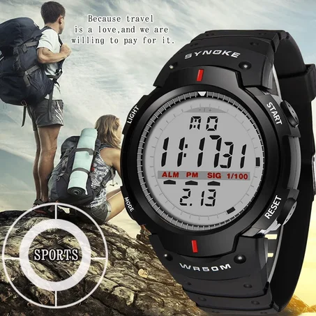 SYNOKE Men Watches 30M Waterproof Electronic LED Digital Watch Men Outdoor Men Sports Wrist Watches Stopwatch Relojes Hombre