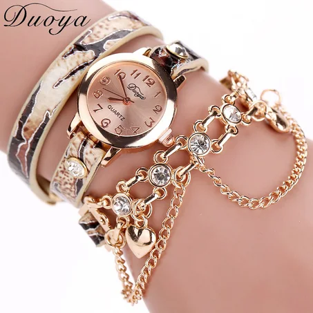 Duoya Brand Women's Watch Leopard Bracelet Quartz