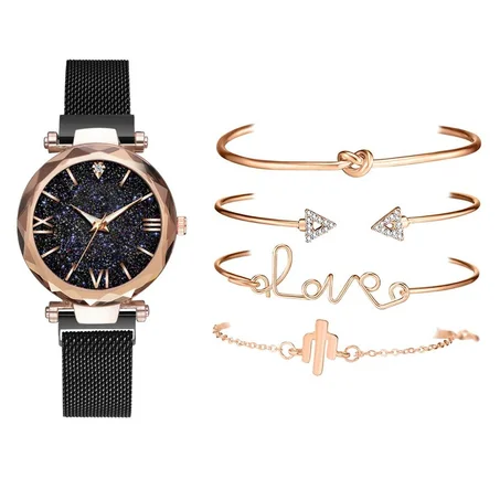 5pcs Set Luxury Women Watches Magnetic Starry Female Quartz Watch Fashion Ladies Wristwatch relogio feminino
