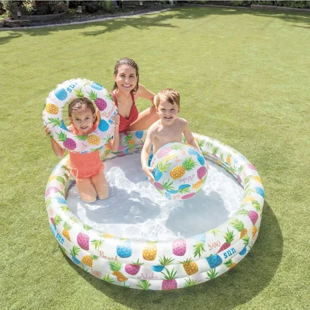 piscine INTEX 1.32m x 28cm + Une bouée et un ballon gonflables