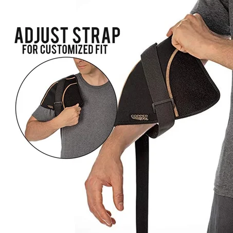 Bandage d’épaule Bandoulière de compression ajustable infusée de cuivre avec pack de gel