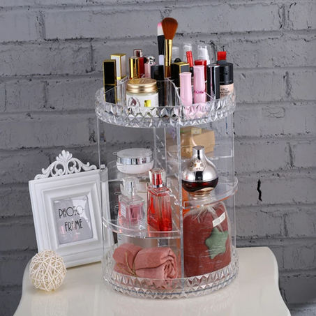 منظم المكياج و الاكسسوارات الشفاف و متعدد الاستخدامات  Organisateur maquillage rotatif 360°