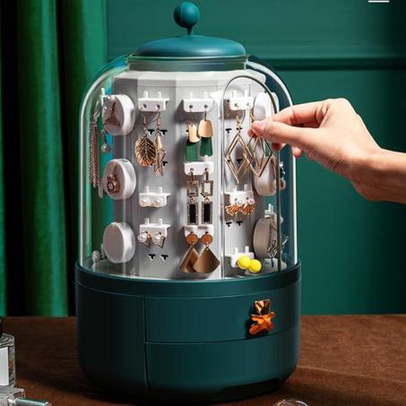 Boîte de rangement à bijoux rotative à 360 degrés