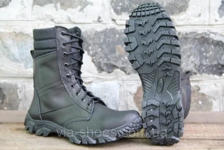 Берцы из натуральной черной кожи демисезонные Спринт