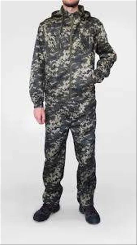 Камуфляжный костюм пиксель пограничный с капюшоном