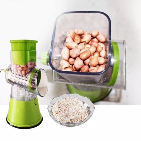 مِبشرة دوارة للجبن من يو هومي، قطاعة خضروات من المندولين المطبخ مع 3 شفرات قابلة للتبديل، قطاعة مبشرة دوارة سهلة التنظيف للفواكه والخضروات والمكسرات