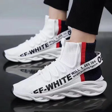 Unisex High Top Athletic Sneakers Women Blade Sole Men Breathable Sports Sock Shoes