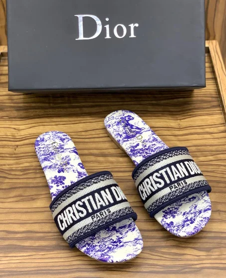 DWAY SLIDE Blue Cotton Embroidery