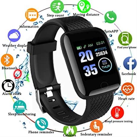 FANZHOU 116 Plus Bluetooth Smart Bracelet Fitness Tracker with Heart Rate Activity Tracking Sleep Monitoring Blood Pressure Waterproof Smart Watch for Women Men Kids