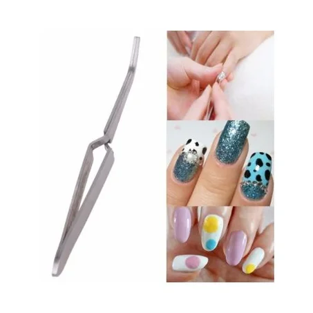 Pince à épiler - à styliser les ongles en acier inoxydable - outils d'art UV Gel