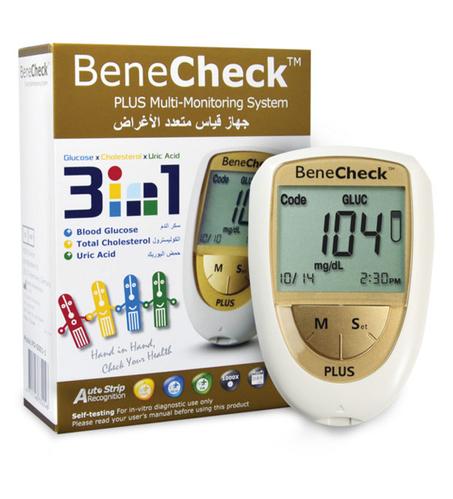 Pack BENECHECK plus 3en1 ( CHOLESTÉROL / ACIDE URIQUE/ GLYCÉMIE)