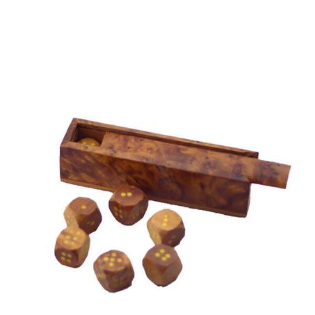 5 Pieces DICE BOX in Thuya Root