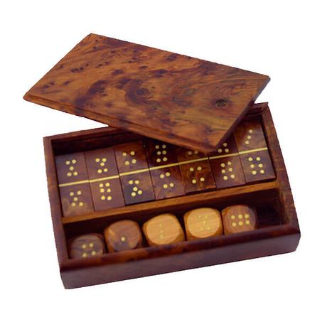 Dices and Dominoes Box in Thuya Root