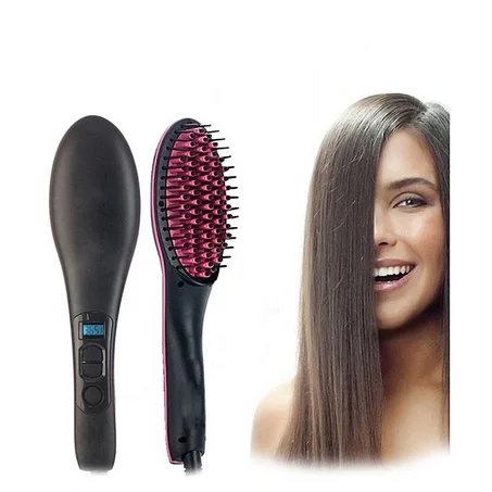 Ceramic heating straightening brush