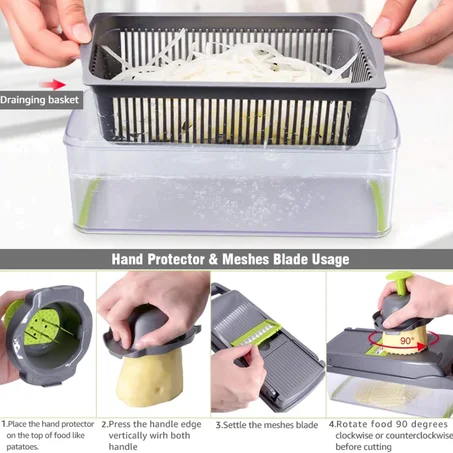 vegetable cutter multifunctional Mandoline Slicer Fruit Potato Peeler Carrot Grater Kitchen accessories basket vegetable slicer