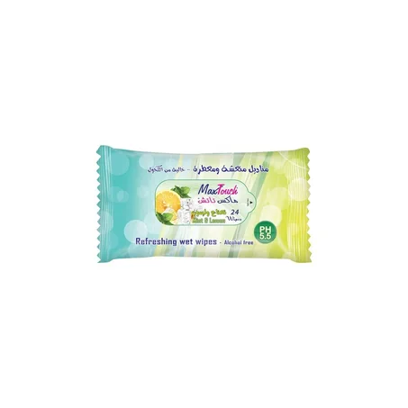 ماكس تاتش مناديل مبللة ليمون+نعناع 24م