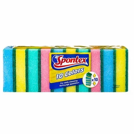 سبونتكس اسفنج تنظيف الأطباق ألوان 10ق