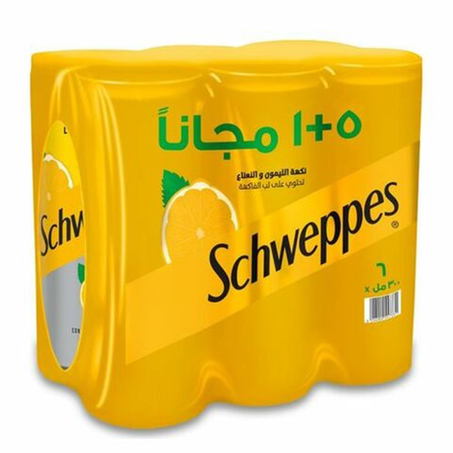 شويبس ليمون ونعناع 300مل*5+1عبوة
