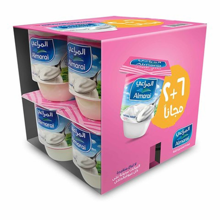 زبادي طبيعي لايت المراعي 105جم 6+2عبوة