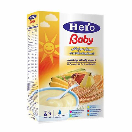هيرو بيبي جود مورننيج طعام أطفال بالفواكة واللبن