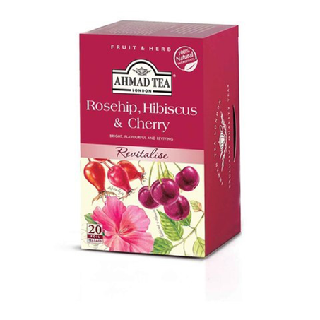 شاي أحمر بثمر ورد الكركدية والكريز 20فتلة