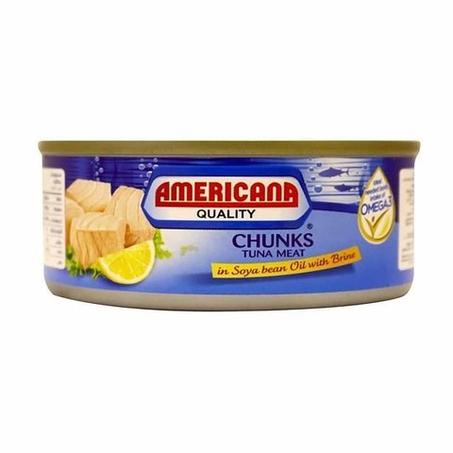 أمريكانا تونة قطع في زيت الصويا ومحلول ملحي 140جم