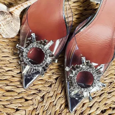 Transparent PVC Sandals Women Pointed Clear Crystal Cup High Heel Stilettos Sexy Pumps Summer Shoes Peep Toe Women Pumps