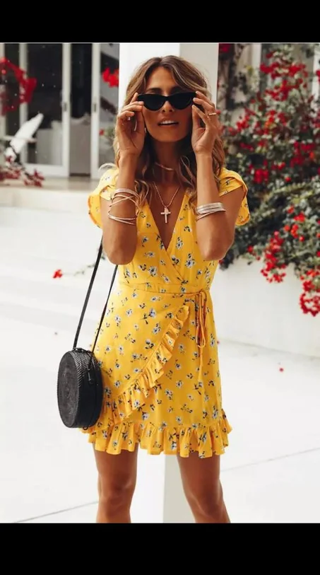 Women Summer Maxi Floral Short Dress
