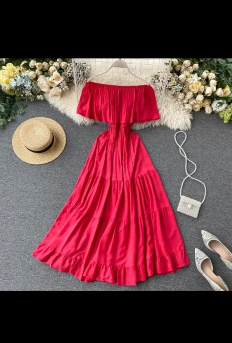 Popular Women Fashion Off shoulder Beach Maxi Dress