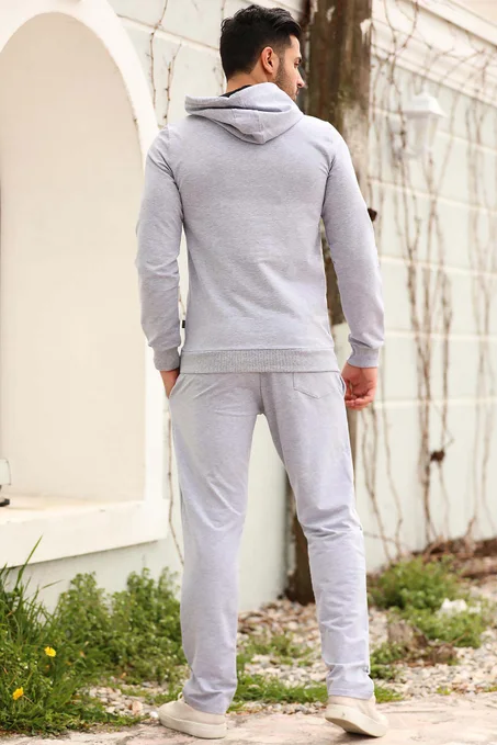 Men's Hooded Grey Sweat Suit