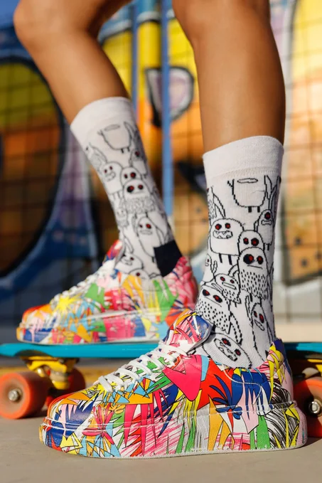 Women's Lace-up Printed Multi-color Sport Shoes