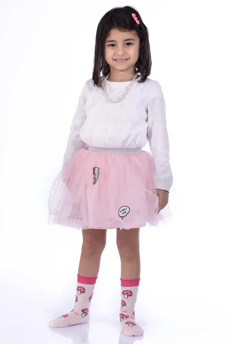 Girl's Patterned Pink Socket Socks- 3 Pairs