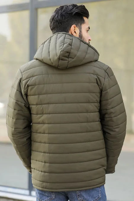 Men's Hooded Khaki Coat