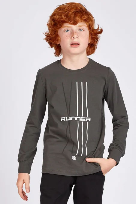 Boy's Printed Khaki Sweatshirt