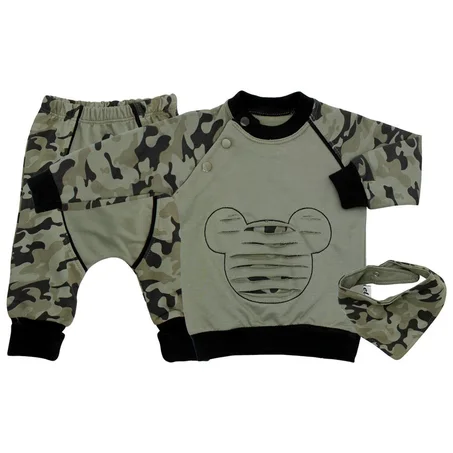Baby Boy's Kerchief Accessory Camo Pattern Outfit Set