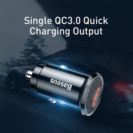 شاحن السيارة للشحن  السريع صالح لجميع الهواتف والأجهزة الإلكترونية Baseus 12V QC 3.0 Fast USB Car Charger