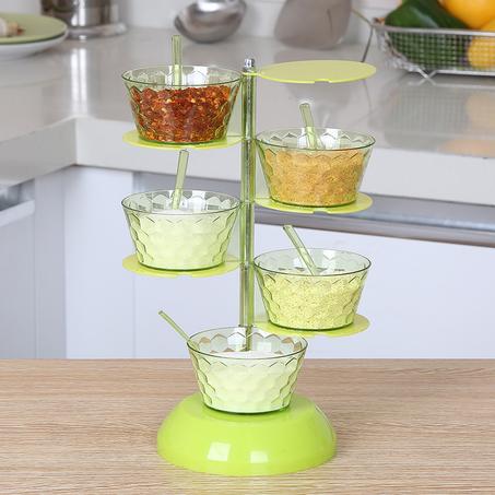 منظم توابل دوار من 5 طبقات -  Four layer rotating spice organizer
