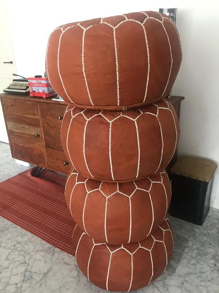 black friday-(4) Moroccan brown leather-Moroccan ottoman-Moroccan poufTan leather-moroccan handmade pouf-rond moroccan pouf-wholesale offer (copy)