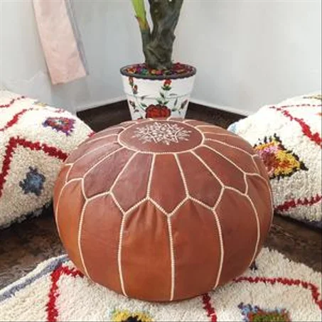 Stuffed Moroccan leather pouf, hight Quality Ottoman pouf stool, handmade floor poof, pouf footstool, ottoman table, pouf and stools