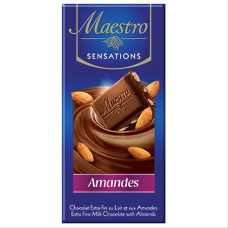 Maestro Sensations Chocolat Extra Fin au Lait et aux Amandes 90g