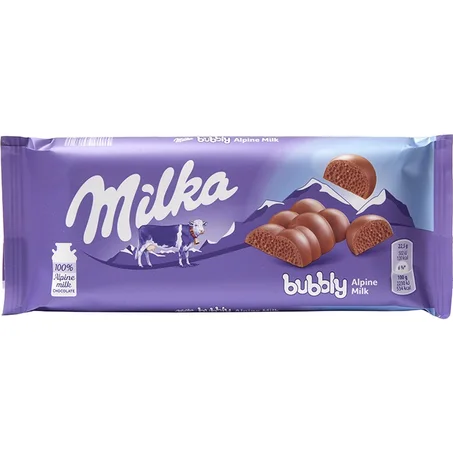 Milka bubbly Alpine Chocolat Au Lait Barres 100G
