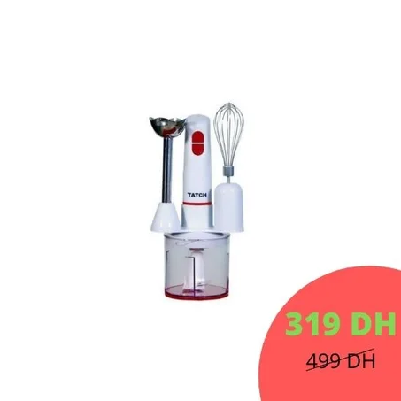 TATCH Mixeur plongeant 4en1 Dual Blade 200w, hand blender 4in1 Inox
