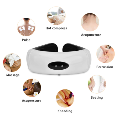 Electric Neck Massager Pulse Back 6 Modes Power Control Far Infrared Heating Pain Relief Cervical Physiotherapy Rechargeable