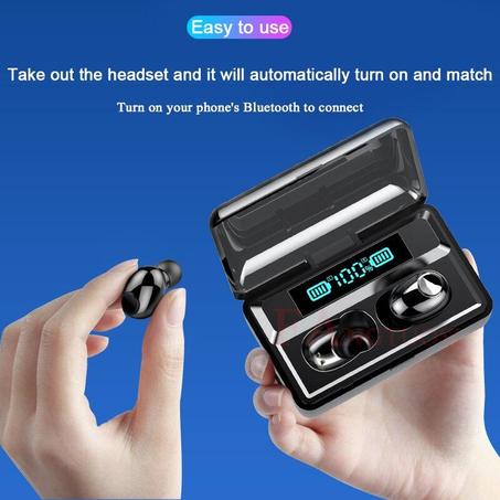 Sidoc 2 en 1 Sans fil écouteurs Bluetooth 6D stéréo avec powerbank batterie externe