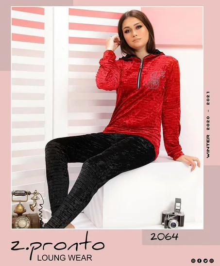 ‎بيجامة بيتي شتوي قطيفة‎